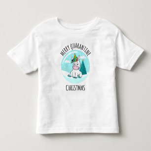 Merry Quarantine Christmas Unicorn Toddler T-Shirt