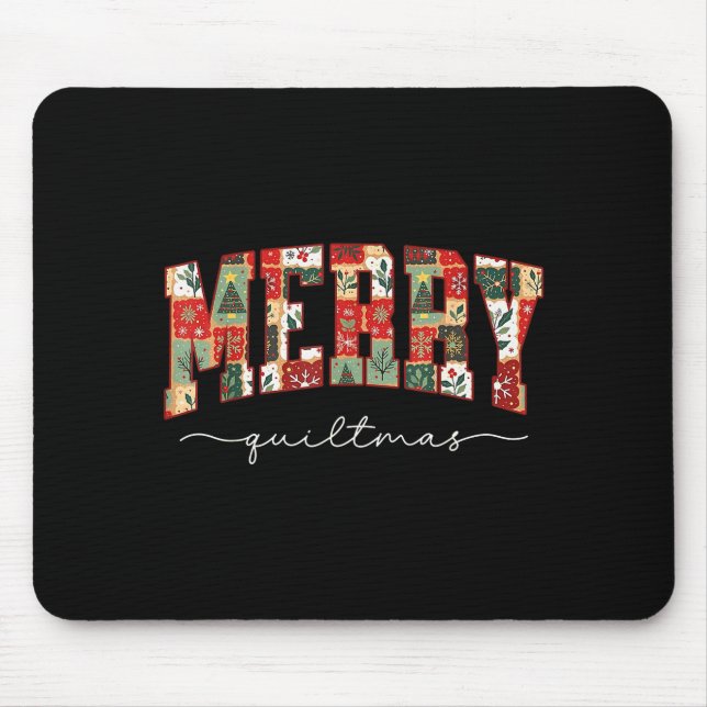 Merry Quiltmas Patchwork Quilters Knitting Sewing  Mouse Mat (Front)