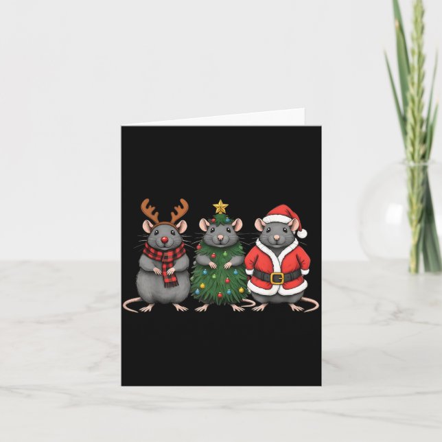 Merry Ratmas Christmas Santa Rat Mouse Lover Anima Card (Front)