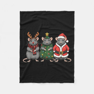 Merry Ratmas Christmas Santa Rat Mouse Lover Anima Fleece Blanket