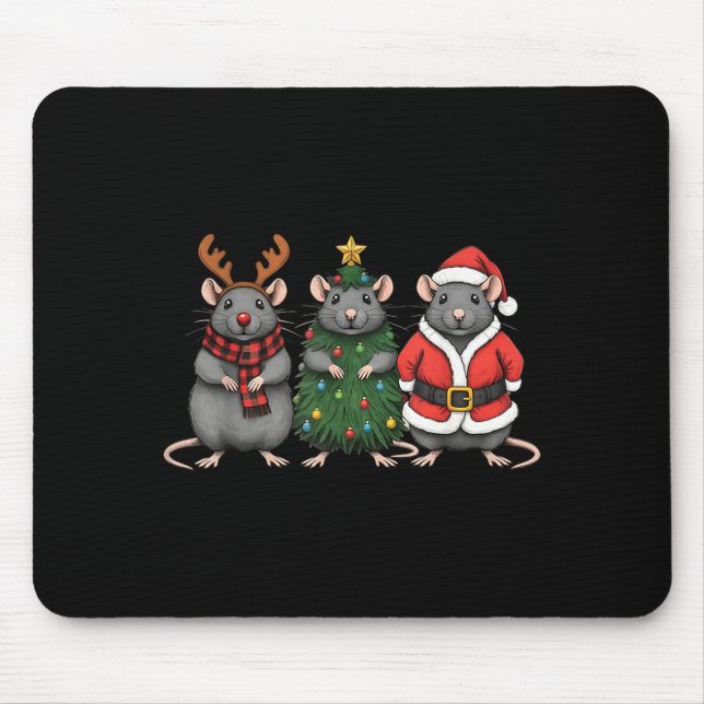Merry Ratmas Christmas Santa Rat Mouse Lover Anima Mouse Mat (Front)