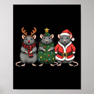 Merry Ratmas Christmas Santa Rat Mouse Lover Anima Poster