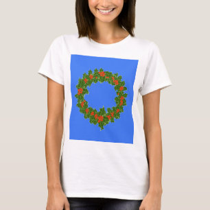 Merry Red Berry & Holly Wreath for Christmas  T-Sh T-Shirt