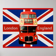 Merry Red Bus and British Flag