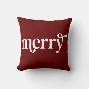 Merry Red Christmas Holiday Cushion