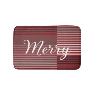 Merry -Red, Gray, Black, White Stripes Bath Mat