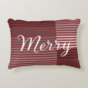 Merry -Red, Gray, Black, White Stripes Decorative Cushion