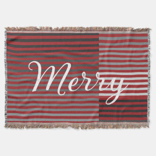 Merry -Red, Gray, Black, White Stripes Throw Blanket
