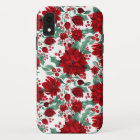 Merry Red Poinsettia Flowers Ivy Leaves Watercolor