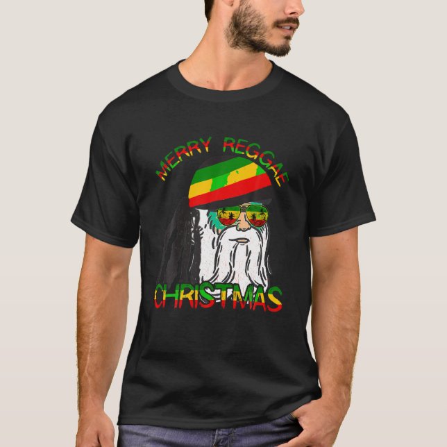 Merry Reggae Christmas Rasta Santa Xmas Rastafari  T-Shirt (Front)
