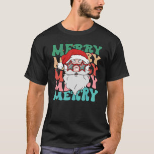 Merry Retro Groovy Santa Claus Xmas Team Santa Chr T-Shirt