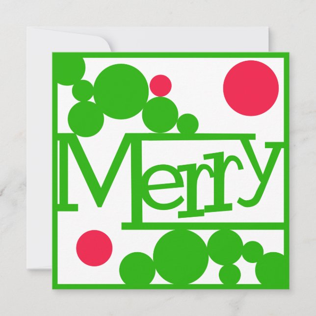 Merry Retro Modern Bubbles Square Holiday Card (Front)