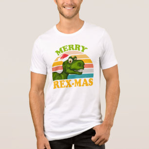 Merry Rex-mas Christmas Dinosaur Cute Dino Tri-Blend Shirt