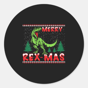 Merry Rex-mas T-rex Dinosaur Premium Classic Round Sticker