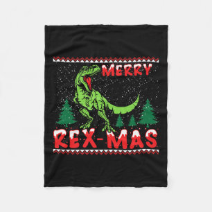 Merry Rex-mas T-rex Dinosaur Premium Fleece Blanket