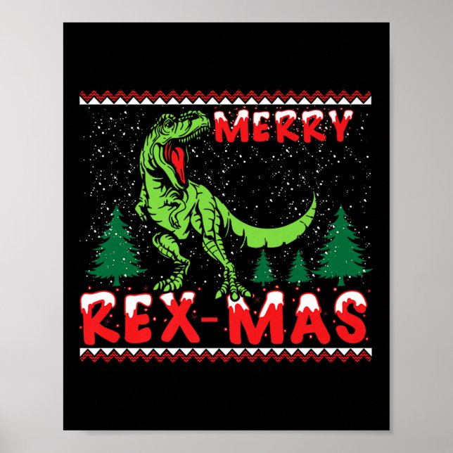 Merry Rex-mas T-rex Dinosaur Premium  Poster (Front)