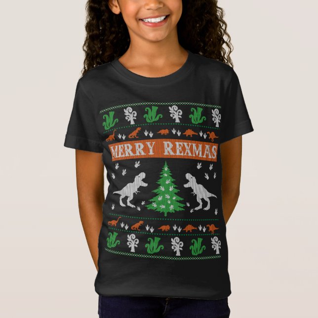 Merry Rexmas Dinosaur Ugly Christmas Sweater (Front)
