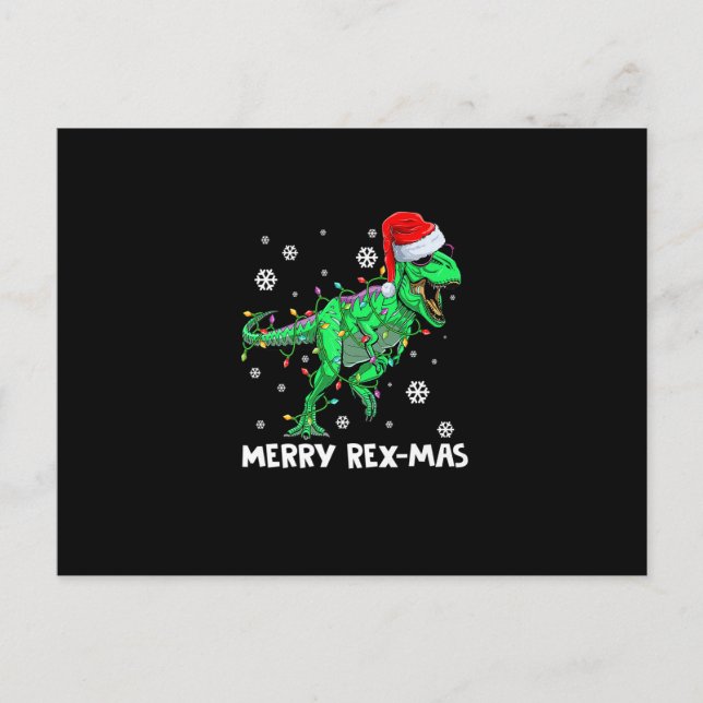 Merry Rexmas Funny Santa Dinosaur Christmas Pajama Postcard (Front)