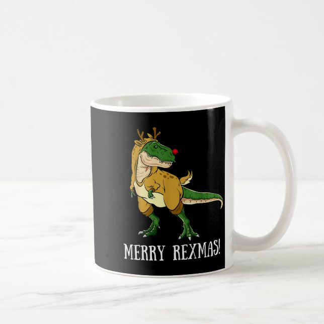 Merry Rexmas Reindeer T-rex Rudolph Dinosaur Chris Coffee Mug (Right)
