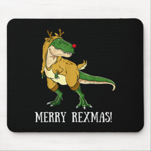 Merry Rexmas Reindeer T-rex Rudolph Dinosaur Chris Mouse Mat