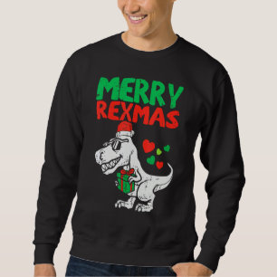 Merry Rexmas Santa Trex Dino Toddler Boys Christma Sweatshirt