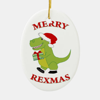 Merry Rexmas T-Res dinosaur design Ceramic Tree Decoration