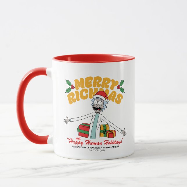 Merry Rickmas and Happy Human Holidays Mug (Left)