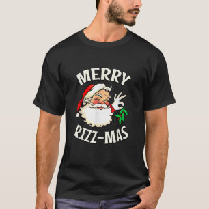 Merry Rizz Mas Santa Claus Holding Mistletoe  T-Shirt