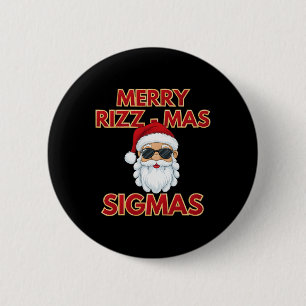 Merry Rizz Mas Sigmas Cool Santa Claus Face Skibid 6 Cm Round Badge