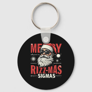 Merry Rizz Mas Sigmas - Cool Santa Face Gen Alpha Key Ring