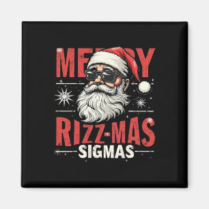 Merry Rizz Mas Sigmas - Cool Santa Face Gen Alpha Magnet