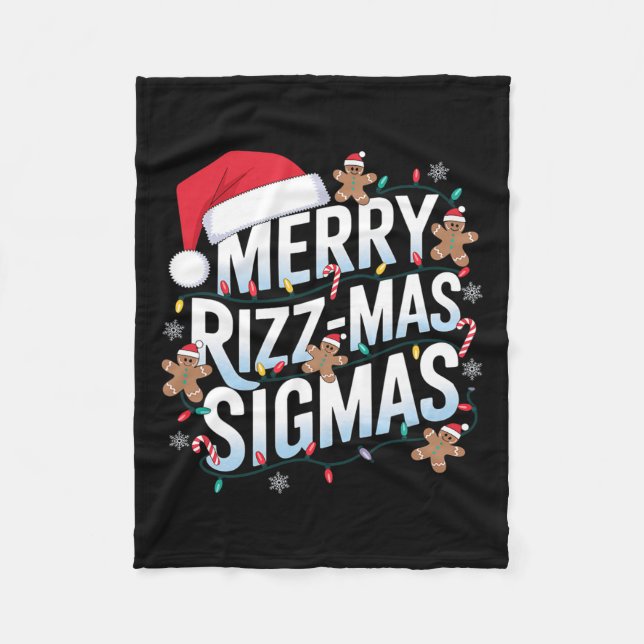 Merry Rizz Mas Sigmas Funny Alpha Christmas Santa  Fleece Blanket (Front)