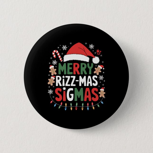Merry Rizz Mas Sigmas Funny Gen Alpha X-mas Santa  6 Cm Round Badge (Front)
