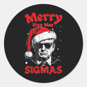 Merry Rizz Mas Sigmas Funny Gen Alpha X-mas Santa Classic Round Sticker