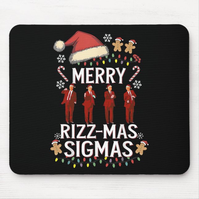 Merry Rizz Mas Sigmas Gen Alpha Trump Christmas Pj Mouse Mat (Front)
