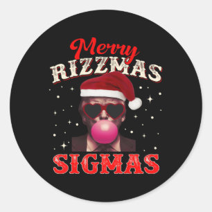 Merry Rizz Mas Sigmas Gen Alpha Trump Santa Christ Classic Round Sticker