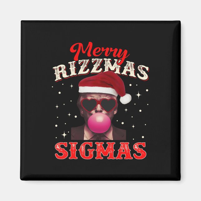 Merry Rizz Mas Sigmas Gen Alpha Trump Santa Christ Magnet (Front)