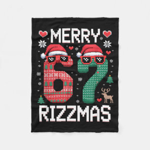 Merry Rizzmas 67 Knitted Sweater Sungles Funny  Fleece Blanket