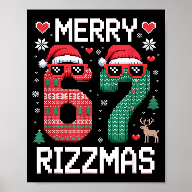 Merry Rizzmas 67 Knitted Sweater Sungles Funny  Poster (Front)