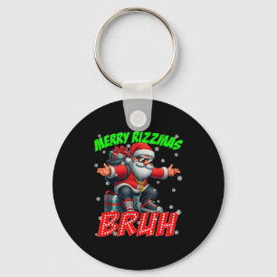 Merry Rizzmas Bruh Graphic Santa Pjs Christmas Xma Key Ring