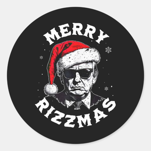 Merry Rizzmas Christmas Funny Trump Santa Claus Xm Classic Round Sticker (Front)