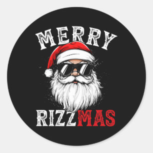 Merry Rizzmas Christmas Rizz Cool Santa Sunglasses Classic Round Sticker