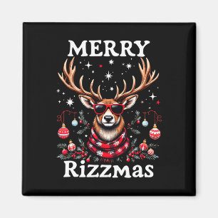 Merry Rizzmas Funny Christmas Reindeer Holiday Magnet
