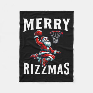 Merry Rizzmas Funny Christmas Santa Claus Bysketll Fleece Blanket