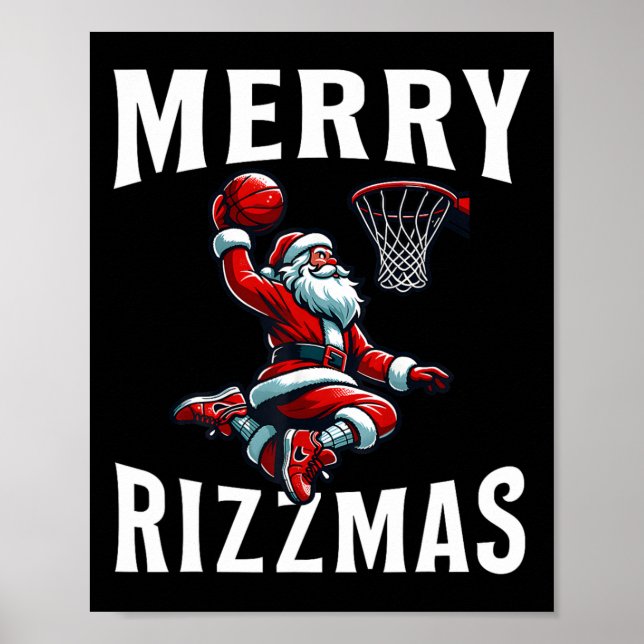 Merry Rizzmas Funny Christmas Santa Claus Bysketll Poster (Front)