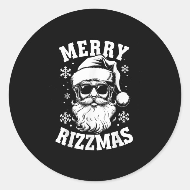 Merry Rizzmas Funny Christmas Santa Claus Happy Ch Classic Round Sticker (Front)