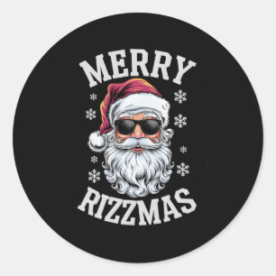 Merry Rizzmas Funny Christmas Santa Claus Happy Ch Classic Round Sticker
