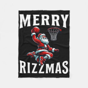 Merry Rizzmas Funny Christmas Santa Claus Sketll B Fleece Blanket