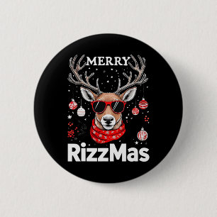 Merry Rizzmas Reindeer Funny Christmas Holiday 6 Cm Round Badge