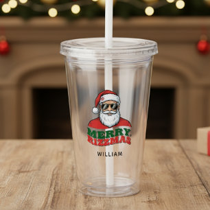 Merry Rizzmas Retro Santa Claus Funny Christmas Acrylic Tumbler